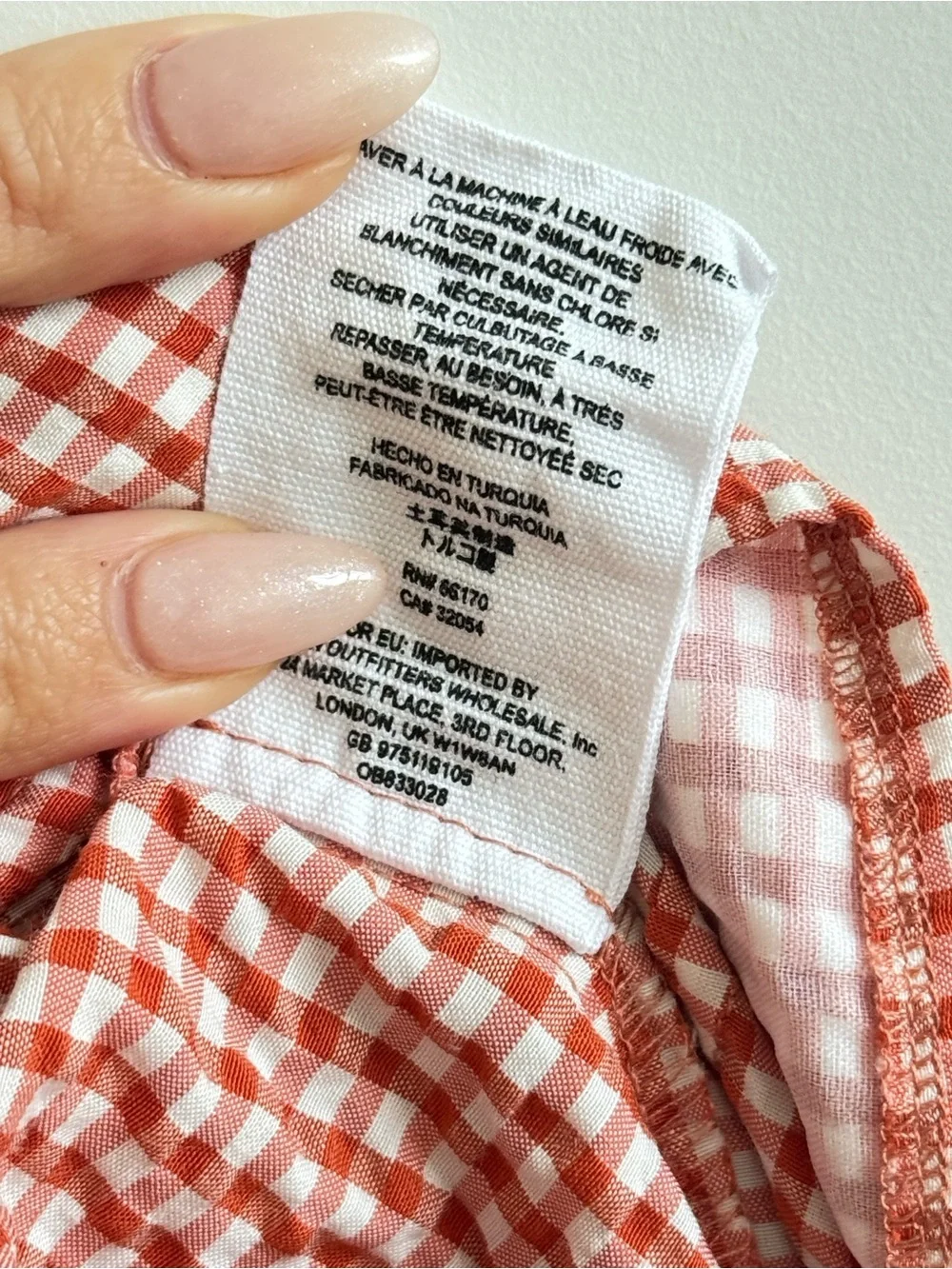 Free People Orange White Gingham Tie Waist Cropped Pants Size 2 Cottagecore